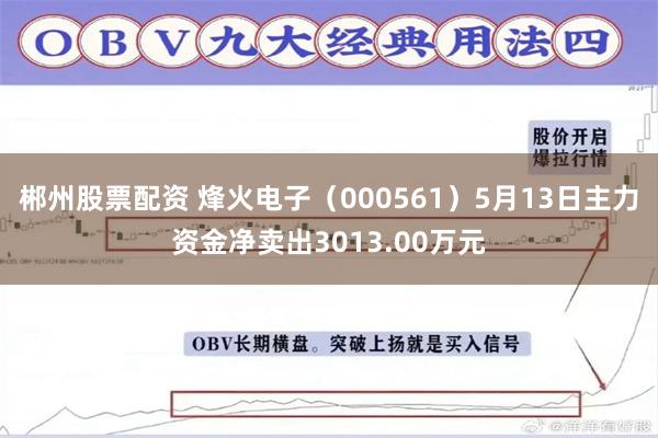 郴州股票配资 烽火电子（000561）5月13日主力资金净卖出3013.00万元