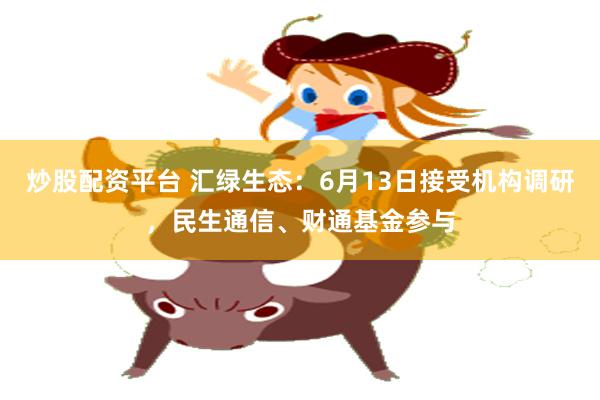 炒股配资平台 汇绿生态：6月13日接受机构调研，民生通信、财通基金参与
