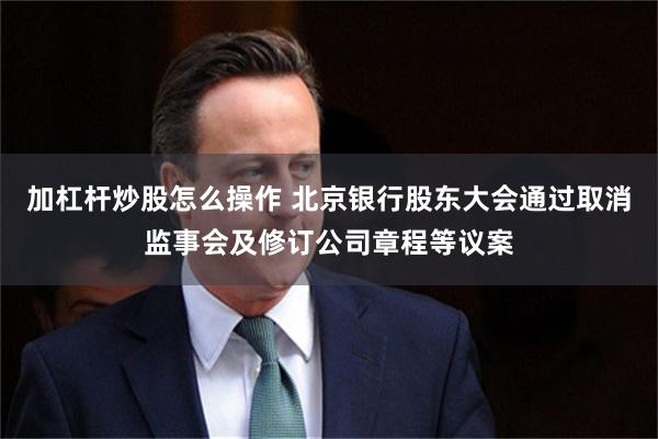 加杠杆炒股怎么操作 北京银行股东大会通过取消监事会及修订公司章程等议案