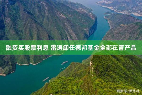 融资买股票利息 雷涛卸任德邦基金全部在管产品