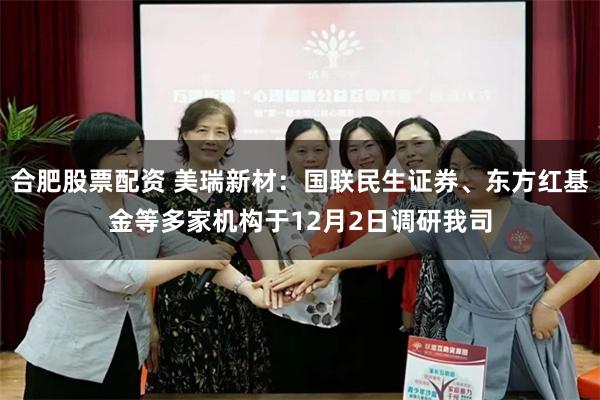 合肥股票配资 美瑞新材：国联民生证券、东方红基金等多家机构于12月2日调研我司