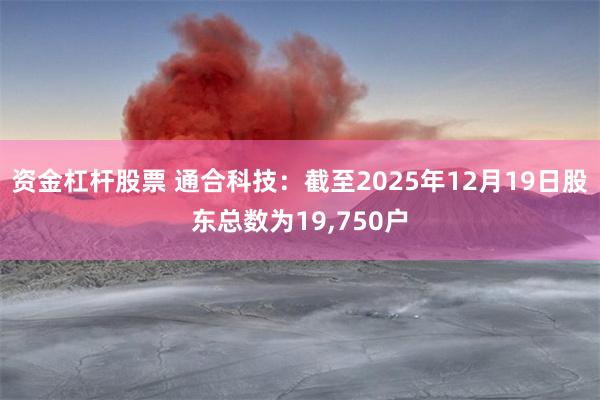 资金杠杆股票 通合科技：截至2025年12月19日股东总数为19,750户