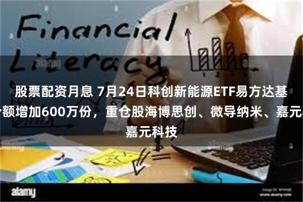股票配资月息 7月24日科创新能源ETF易方达基金份额增加600万份，重仓股海博思创、微导纳米、嘉元科技