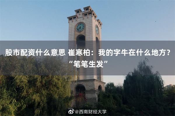 股市配资什么意思 崔寒柏：我的字牛在什么地方？“笔笔生发”