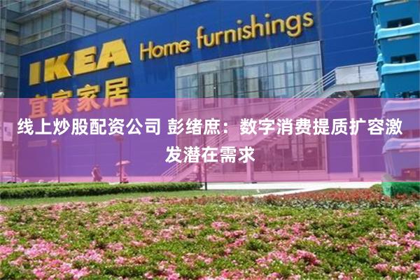 线上炒股配资公司 彭绪庶：数字消费提质扩容激发潜在需求